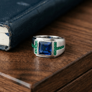 Brushed White Gold Men's Signet Ring