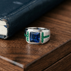 Brushed White Gold Men's Signet Ring