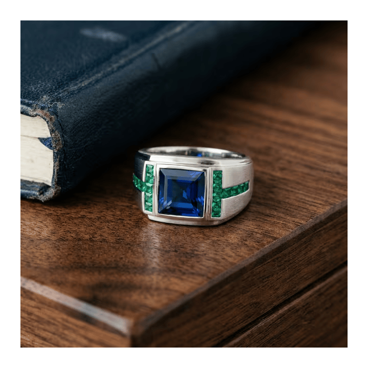 Brushed White Gold Men's Signet Ring